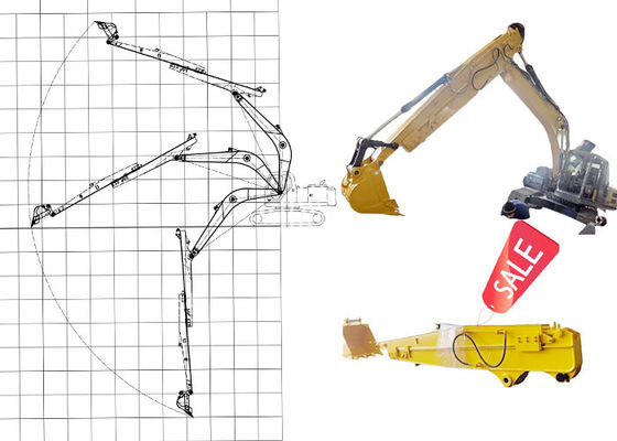 qualidade  12M Excavator Telescopic Long Arm Extended Boom For Cat Hitachi Komatsu fábrica
