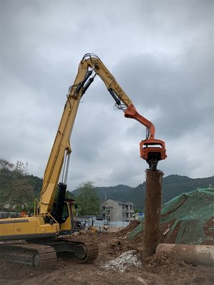 Excavadora montada em folha de pilha motorista de longo alcance braço, excavadora pilha braço de arremesso