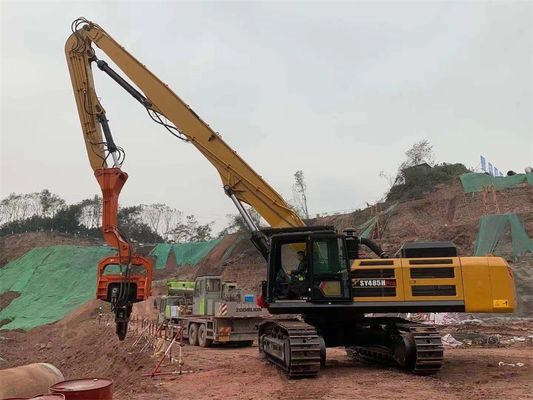 Carga pesada 13.5-18m Excavator Piling Arm Boom para 30-50 toneladas Excavator Sheet Pile Driving Attachment Q355B Q690D Personalizado