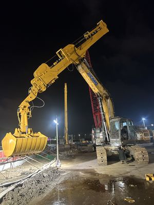 Excavadora pesada, braço extensivo, telescópio de longo alcance para escavação