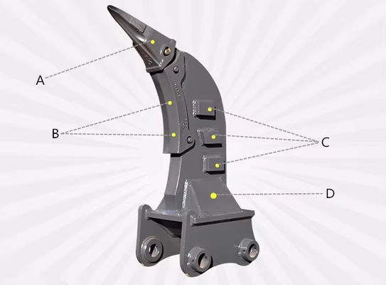 Desenho de amortecimento de vibrações Excavador Ripper para solo mole na construção e mineração