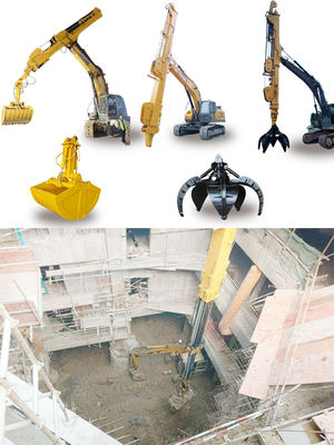 Excavadora telescópica com balde Clamshell Boom telescópico para gatos hitachi komatsu