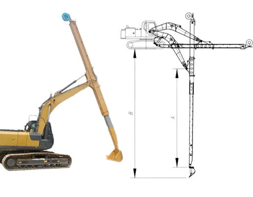 Cat Hitachi Excavator Braço Telescópico Para Escavação Casa Fundação Escavação Mais Profunda