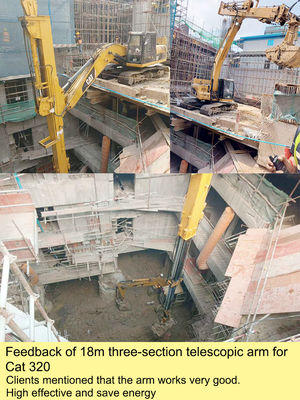 Braço telescópico para escavadeira