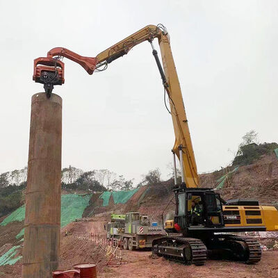 Carga pesada 13.5-18m Excavator Piling Arm Boom para 30-50 toneladas Excavator Sheet Pile Driving Attachment Q355B Q690D Personalizado