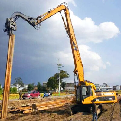 Carga pesada 13.5-18m Excavator Piling Arm Boom para 30-50 toneladas Excavator Sheet Pile Driving Attachment Q355B Q690D Personalizado