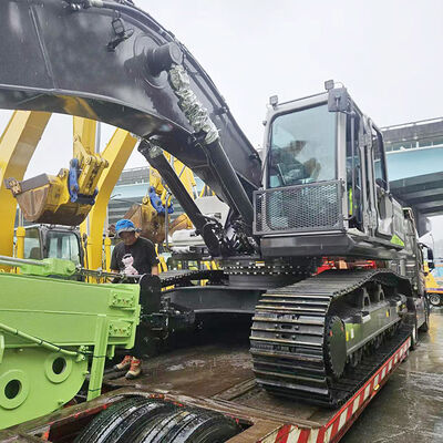 Solução de escavadeira de longo alcance com braço telescópico de trincheira profunda e classificação de inclinação